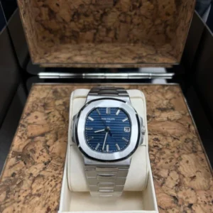 Patek Philippe Nautilus 5711/1P 40th Anniversary Platinum Baguette Blue Dial In Stock