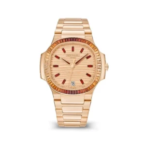 Patek Philippe Nautilus 7118/1300R-001 Automatic Rose Gold Baguette Cognac Bezel