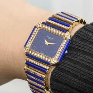 Patek Philippe Very Rare Cocktail Watch Yellow Gold Lapis & Diamond Set 4399/1