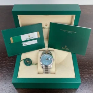 Rolex Day-Date 40 Platinum 228206 | Ice Blue Motif Dial Box & Papers 2018