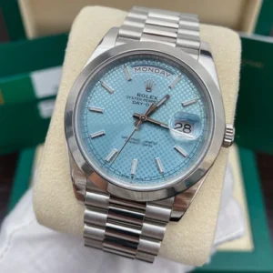 Rolex Day-Date 40 Platinum 228206 | Ice Blue Motif Dial Box & Papers 2018